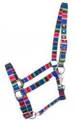 Showman Premium Nylon Horse Sized Halter with serape design. AVERAGE HORSE SIZE 800-1100LBS