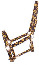 Showman Premium Nylon Horse Sized Halter with sunflower design.AVERAGE HORSE SIZE 800-1100LBS