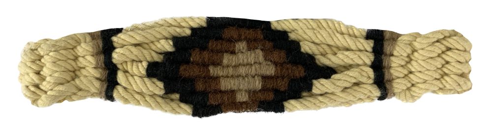 Showman Adjustable Mohair Wool Bronc Halter - Cream&#47;Brown #2