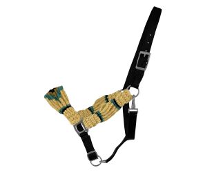 Showman Adjustable Mohair Wool Bronc Halter - Cream&#47;Teal