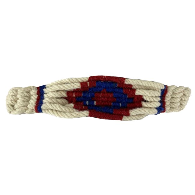 Showman Adjustable Mohair Wool Bronc Halter - White/Red/Blue #2