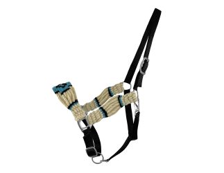 Showman Adjustable Mohair Wool Bronc Halter - White&#47;Blue