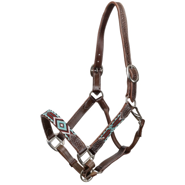 Showman Navajo Bead Leather Halter