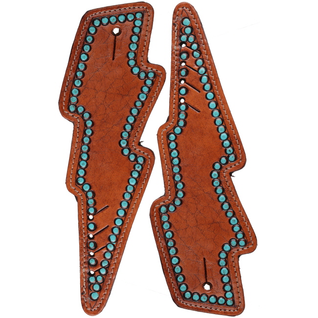 Showman Lightning Teal Spur Strap #2