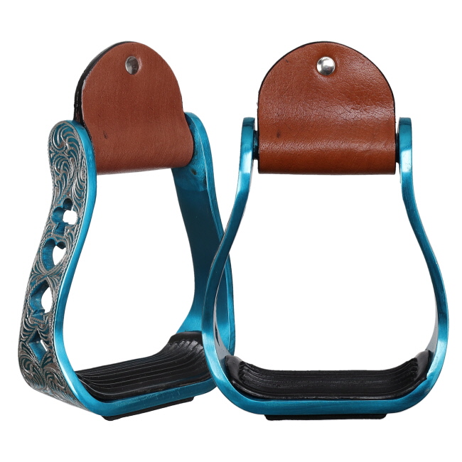 Showman High Stakes Aluminum Stirrups - Teal