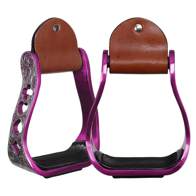 Showman High Stakes Aluminum Stirrups - Pink