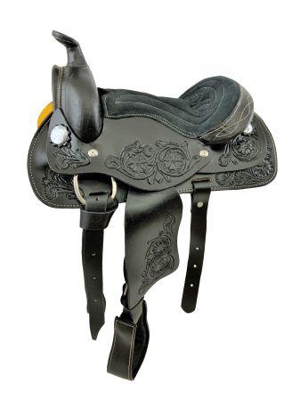 10", 12" Youth Western style pony saddle with floral tooled accents #4