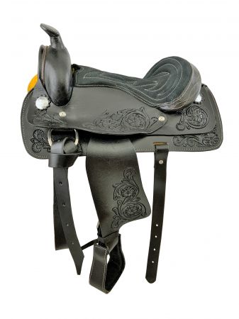 10", 12" Youth Western style pony saddle with floral tooled accents #8