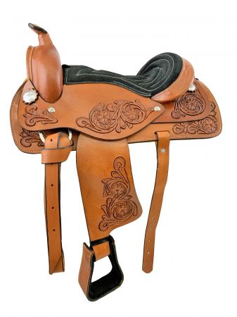 10", 12" Youth Western style pony saddle with floral tooled accents #6