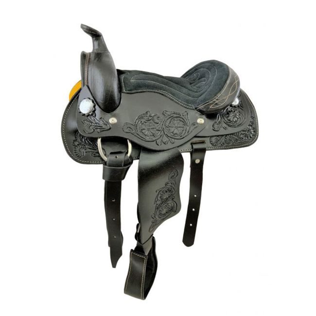Youth Western Pony Saddle with Floral Tooling - 10, 12 Inch #2