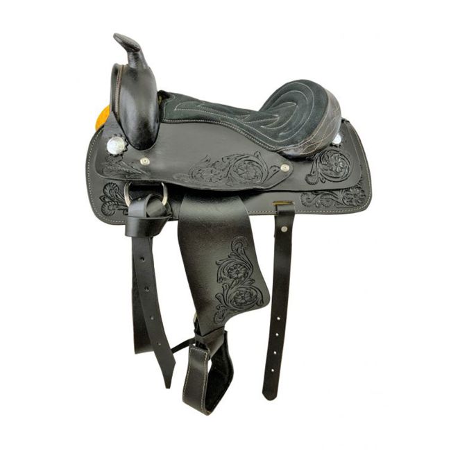 Youth Western Pony Saddle with Floral Tooling - 10, 12 Inch #4