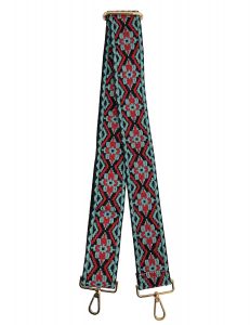 Embroidered Nylon Replacement Bag Strap - teal and red