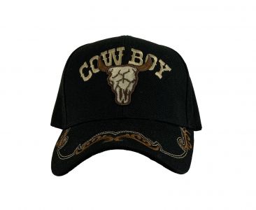 Embroidered Cowboy Ballcap with Steer Skull decal #2