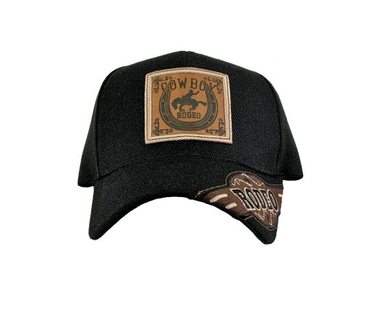 Stamped Cowboy Rodeo Patch Ballcap with Bucking Horse decal, and Rodeo Embroidered Bill #2