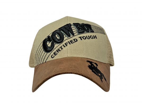 Embroidered Cowboy Certified Tough Ballcap with Bucking Horse decal #2