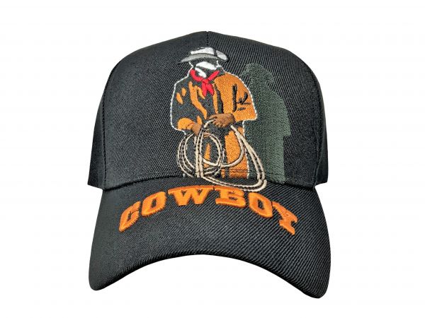 Cowboy stitched Ballcap with Cowboy and Shadow with 'Cowboy' Embroidered on Bill #3