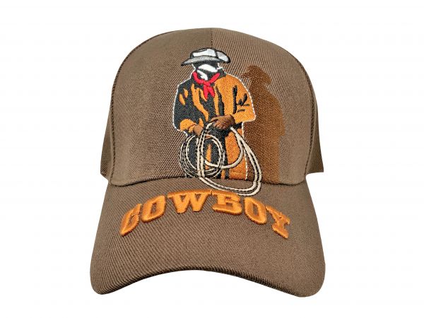 Cowboy stitched Ballcap with Cowboy and Shadow with 'Cowboy' Embroidered on Bill #2