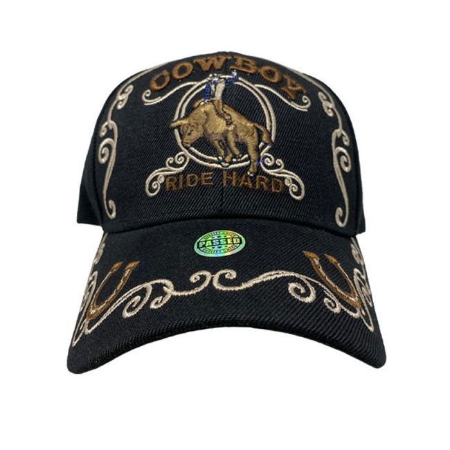 Cowboy Ballcap with Bull Rider Decal "Ride Hard" #2