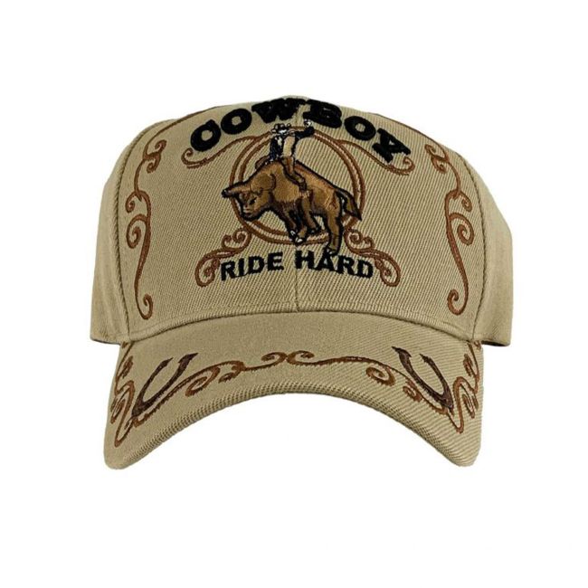 Cowboy Ballcap with Bull Rider Decal "Ride Hard" #3
