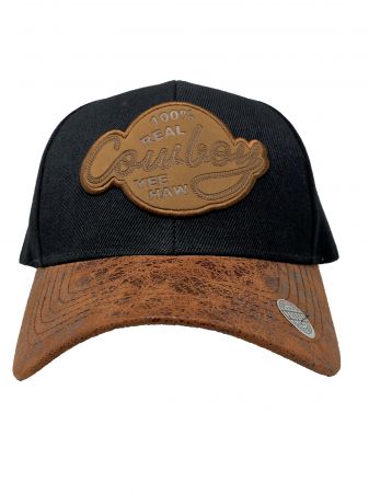 "100% Real Cowboy YEE HAW" Leather Patch Baseball Cap