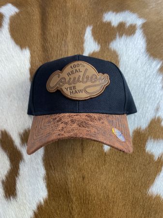 "100% Real Cowboy YEE HAW" Leather Patch Baseball Cap #3