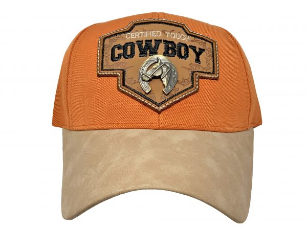 Embroidered Cowboy Certified Tough Ballcap with Horse in horseshoe decal #2