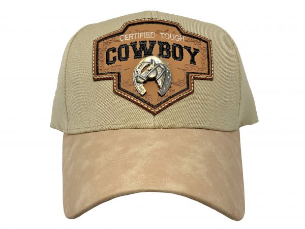 Embroidered Cowboy Certified Tough Ballcap with Horse in horseshoe decal #3