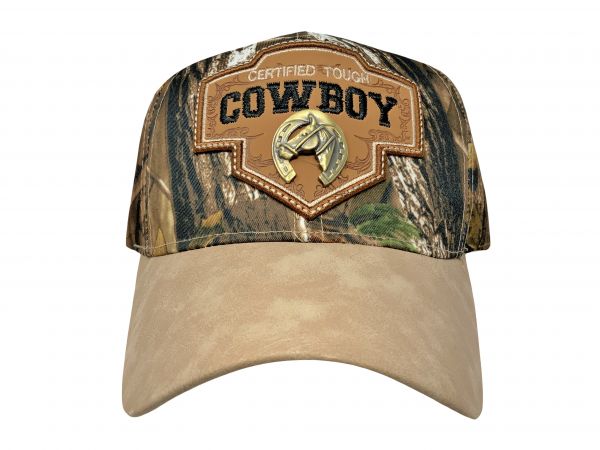 Embroidered Cowboy Certified Tough Ballcap with Horse in horseshoe decal #4