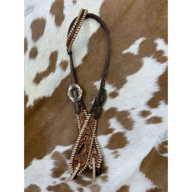 Showman Lotus Argentina Cow Leather One Ear Headstall #2