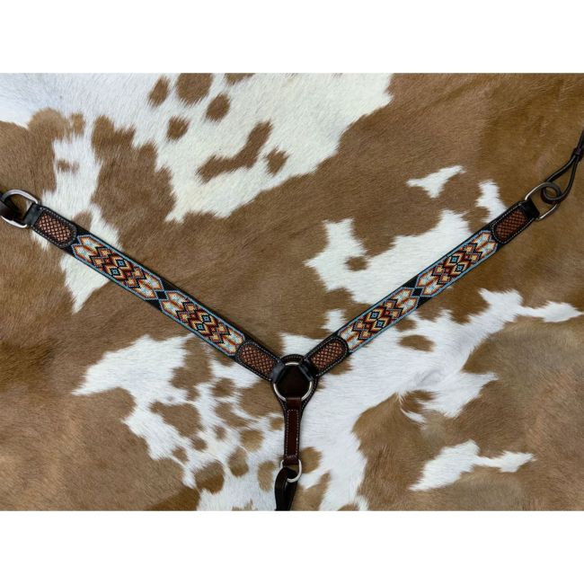 Showman Apache Dusk Argentina Cow Leather Beaded Breastcollar #2