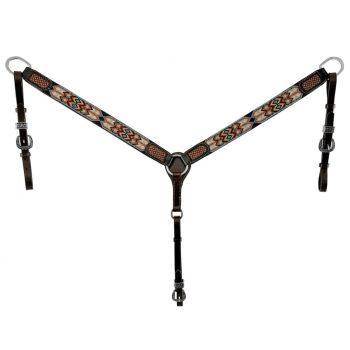 Showman Apache Dusk Argentina Cow Leather Beaded Breastcollar