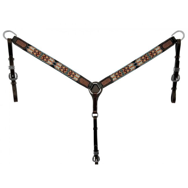 Showman Apache Dusk Argentina Cow Leather Beaded Breastcollar