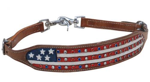 Showman Leather Painted AMERICAN FLAG Bronc Halter w// Rhinestones NEW HORSE TACK