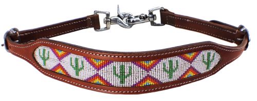 Showman Cactus and triangle beaded design wither strap
