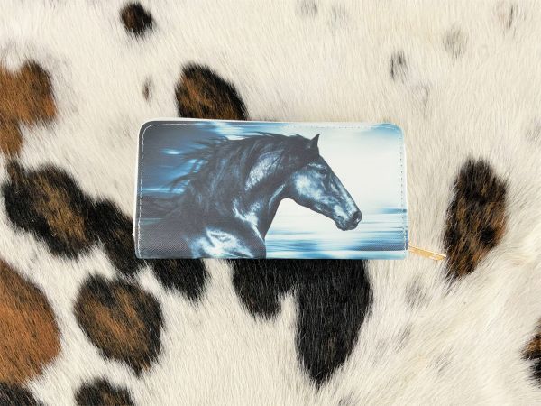 Black Horse Printed Zipper Wallet #2