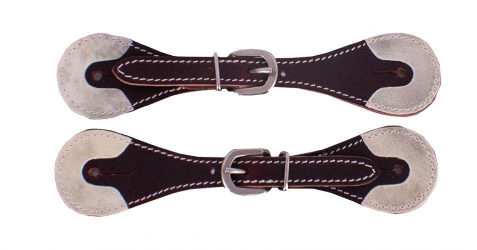 Showman Youth Argentina Cow Leather Spur Straps with Rawhide Overlay Ends #2