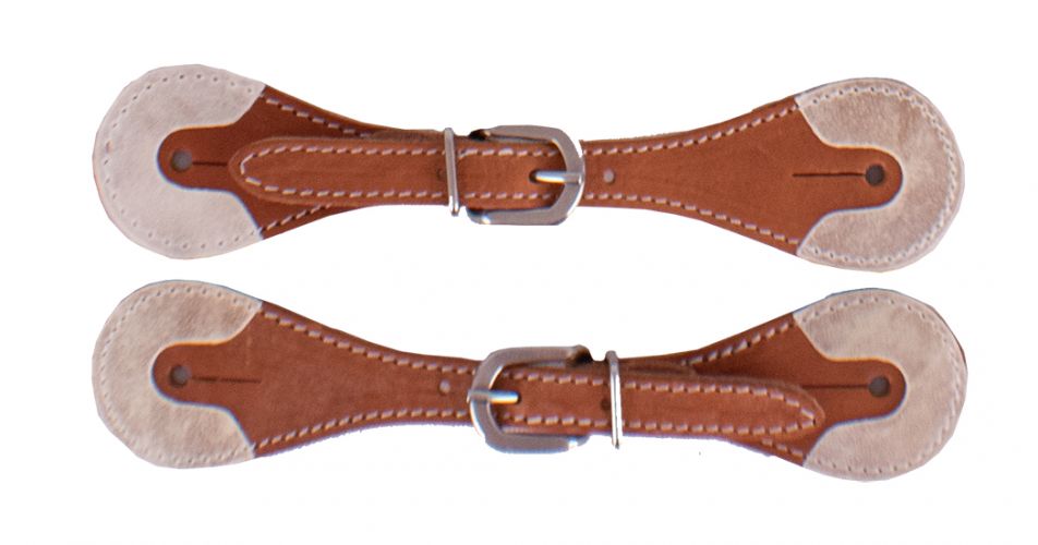 Showman Youth Argentina Cow Leather Spur Straps with Rawhide Overlay Ends #3