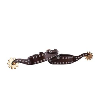 Showman Youth Antique Brown Steel Spurs with Silver Studs