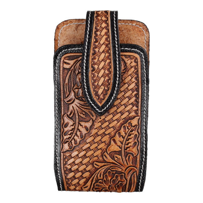 Showman Floral and Basket Tooled Cell Phone Holder
