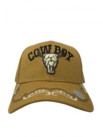 Embroidered Cowboy Ballcap with Steer Skull decal #3
