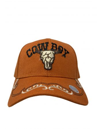 Embroidered Cowboy Ballcap with Steer Skull decal #4